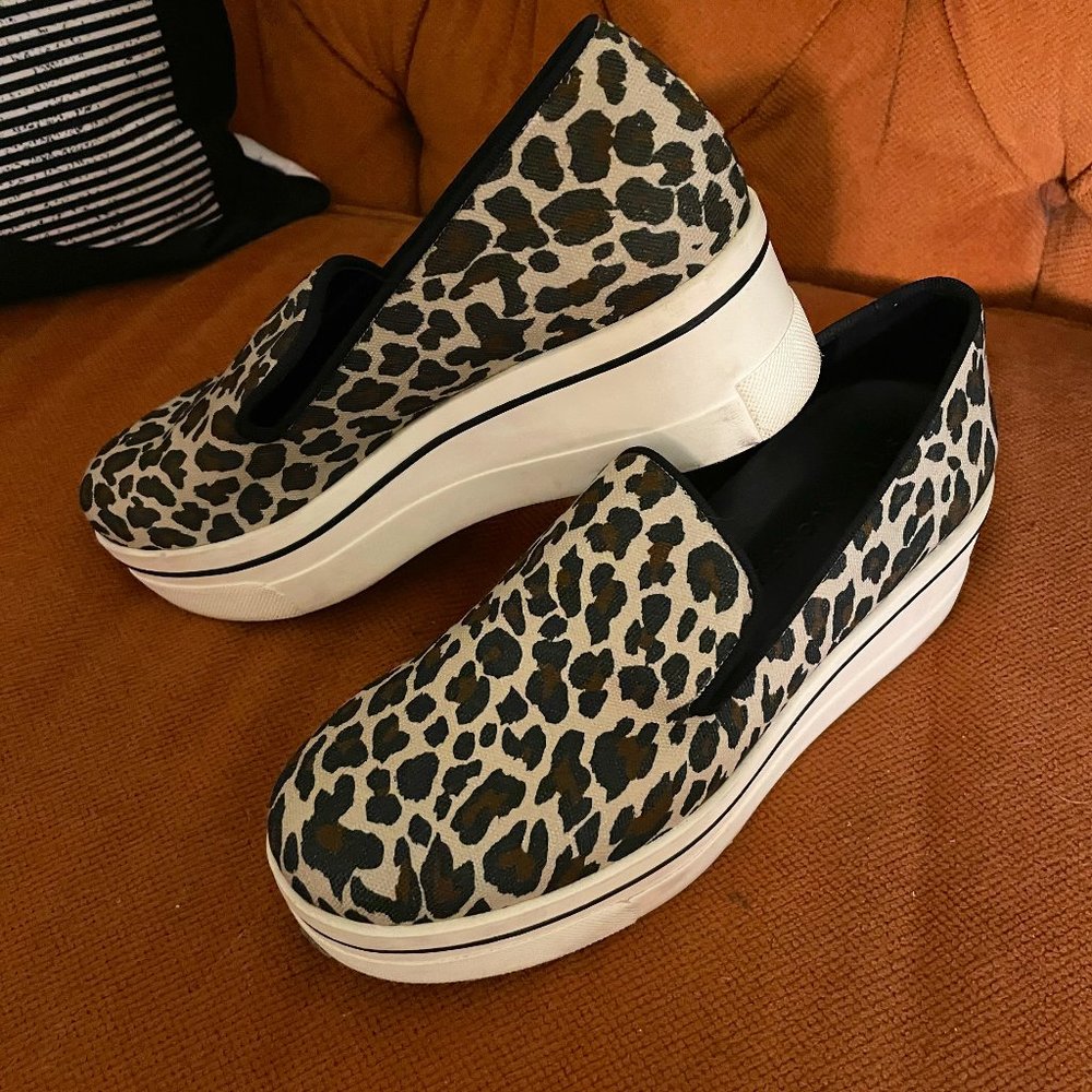 STELLA MCCARTNEY Canvas Low-Top Sneakers cheetah print sz 37